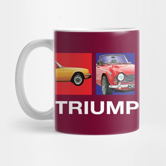 Retro Triumph Cars Made In Great Britain T-Shirt Design by funkymonkeytees